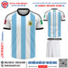 Mẫu áo đấu đội tuyển Argentina sân nhà World Cup 2022 trắng phối xanh MC