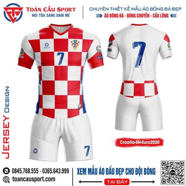 Mẫu áo đấu đội tuyển Croatia sân nhà màu trắng phối đỏ