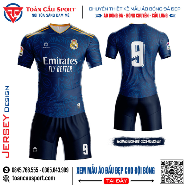 Mẫu áo đấu clb Real Madrid sân khách đẹp